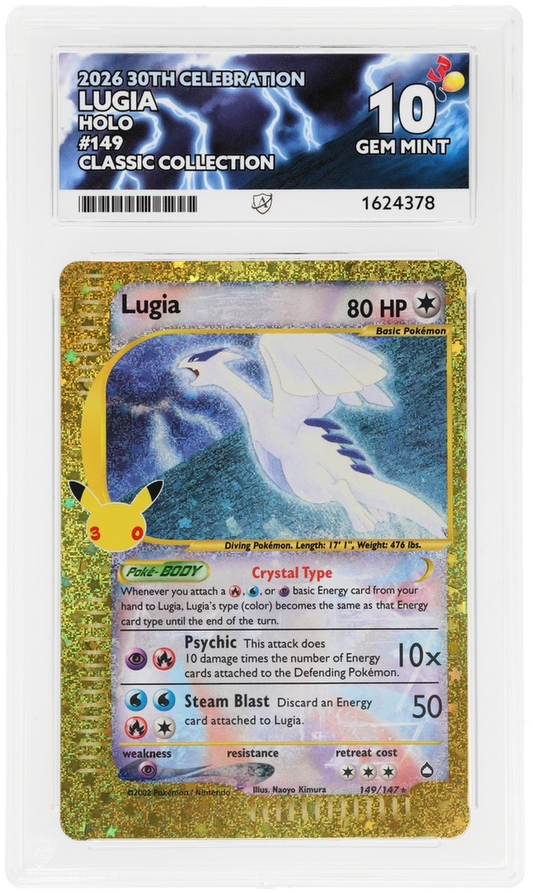 Lugia 149/147 ACE 10 certificate 1624378 front