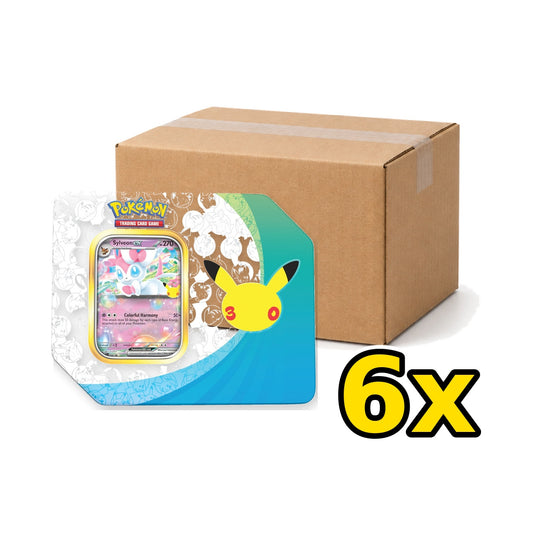 Pokémon 30th Celebration Sylveon ex Tin sealed case of 6