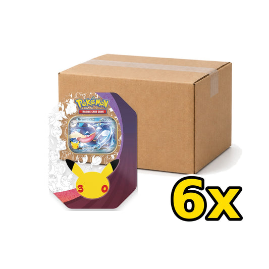 Pokémon 30th Celebration Greninja ex Tin sealed case of 6